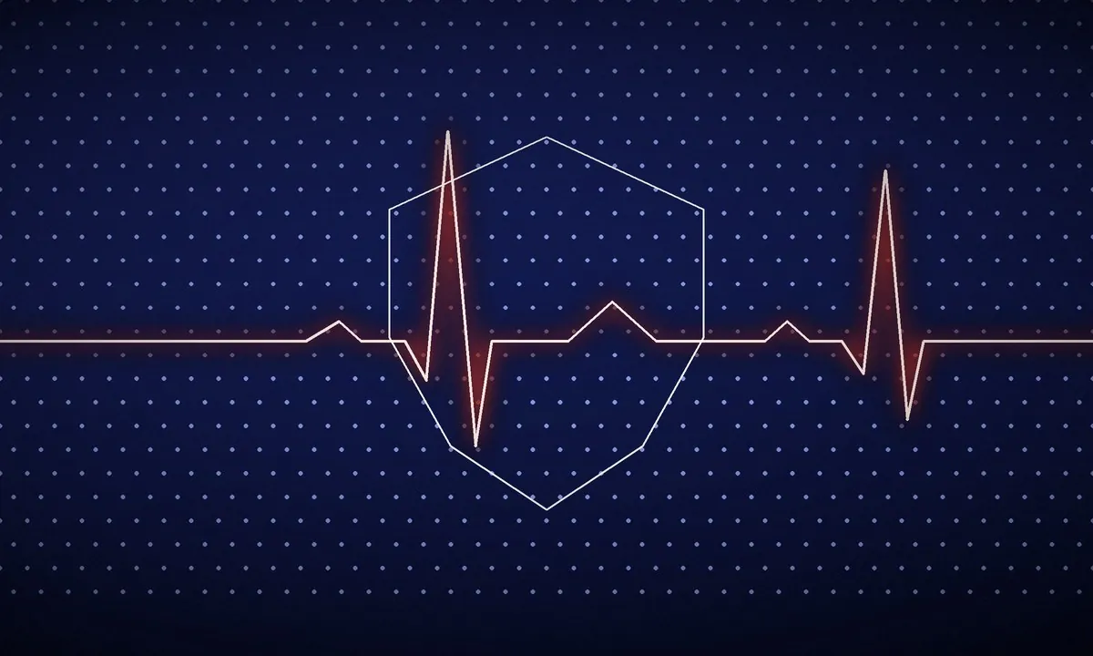 Heartbeat line across a protective shield