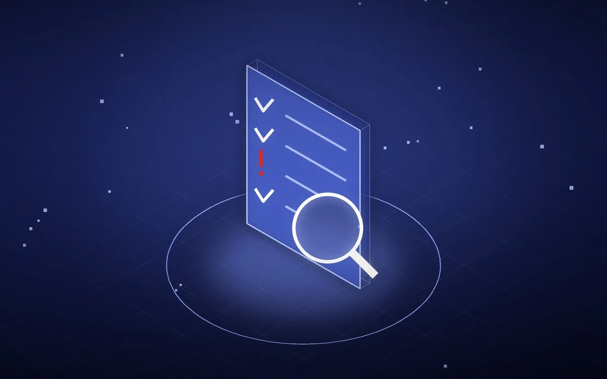 Audit report with check marks under a magnifying glass