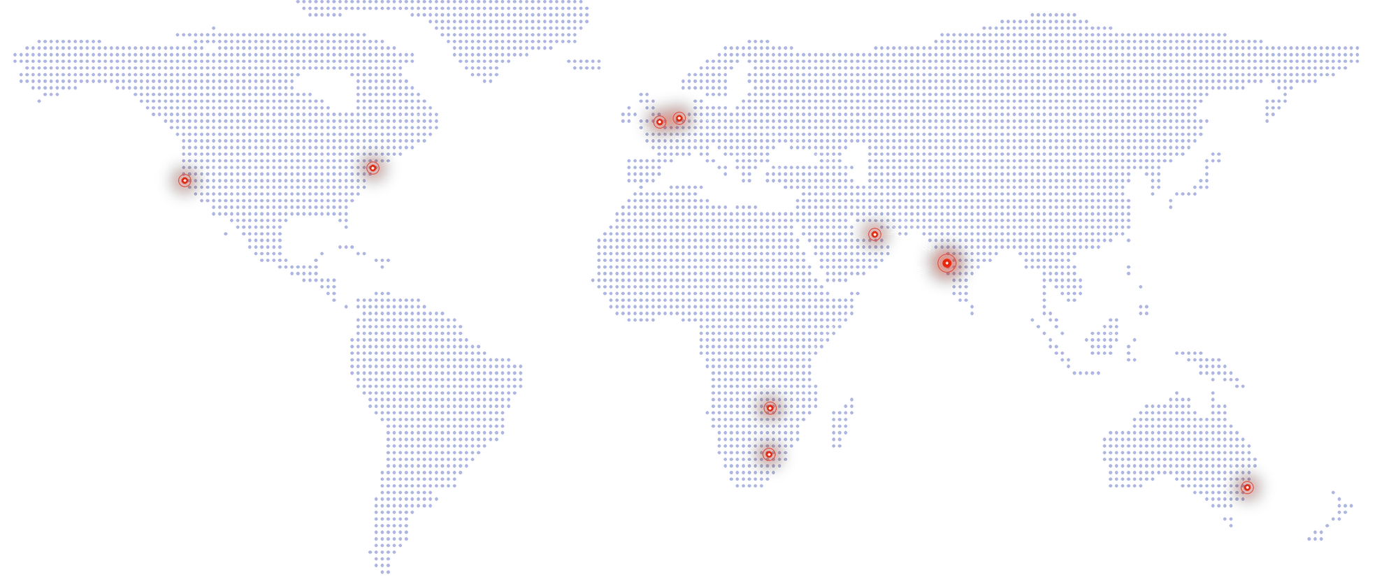 World map showing Coditing’s client locations connected to India